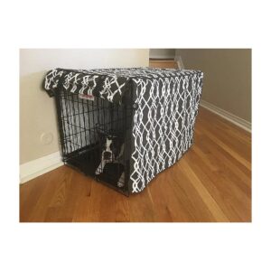 Modern Brown White Wire Kennel Crate Cover Dog House Pet Accessory