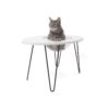 Modern Cat Furniture White Raised Cat Bed with Side Table and Metal Hardware