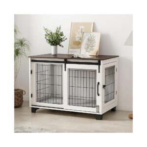 Modern Design Sliding Door Dog Crate End Table Nightstand for Large Indoor Dogs