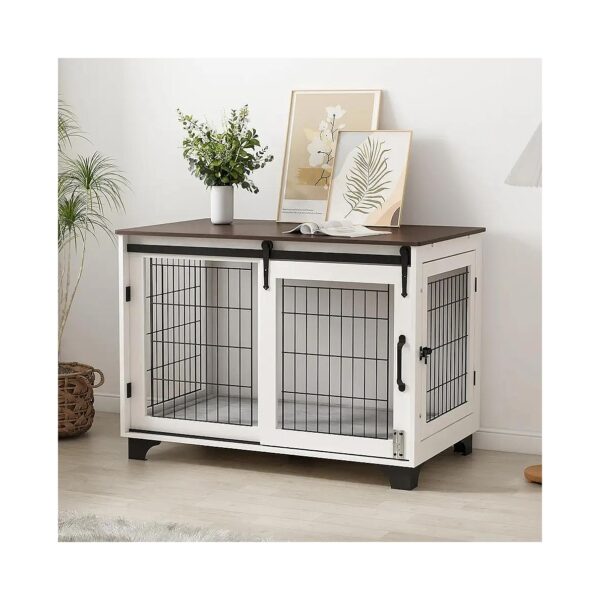 Modern Design Sliding Door Dog Crate End Table Nightstand for Large Indoor Dogs