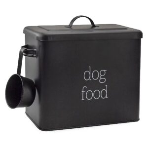 Modern Farmhouse Inspired Dog Food Storage Bin in Black Enamelware