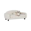 Modern Pet Sofa with Low Back Support and Removable Washable Cover in Espresso/Oatmeal