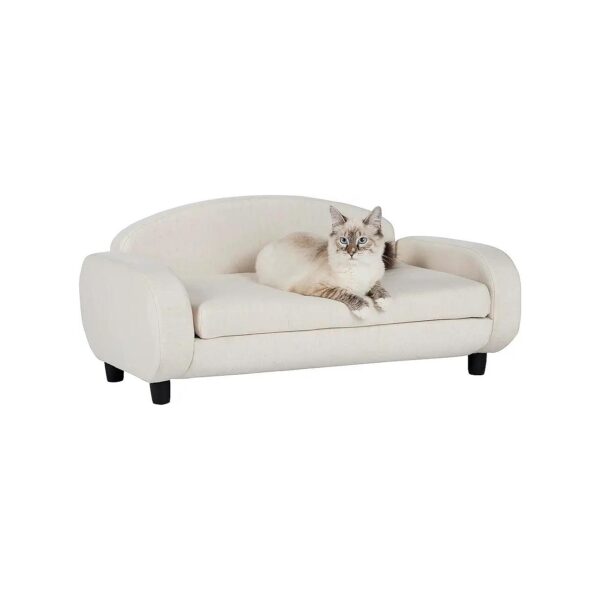 Modern Pet Sofa with Low Back Support and Removable Washable Cover in Espresso/Oatmeal