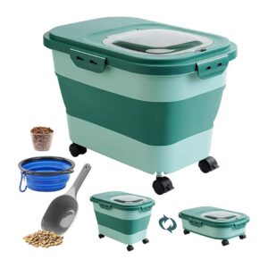 Moisture-Proof Folded Green Pet Food Container with Storage Capacity 20 Liters