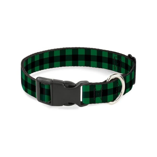 Multi Color Buffalo Plaid Dog Collar with Overengineered Plastic Buckle 1 Wide