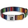 Multi Color Stripe Large Dog Collar with Seatbelt Buckle