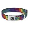 Multi Color Tie Dye Seatbelt Buckle Dog Collar Fits 15-26 Inch Neck