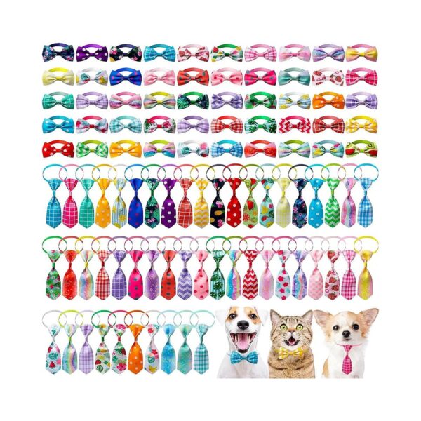 Multi-Colored Dog Bow Tie Collars and Neckties for Pets