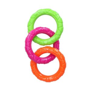 Multi Colour Rings Dog Chew Toy Medium Rosewood Tough Rubber Play Toy