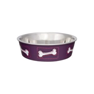 Multi-Pet Suitable Wineberry Large Dog Bowl with Stainless Steel Interior