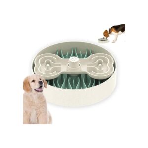 Multi-Purpose Dog Food Slow Feeder Bowl for All Breeds Puzzle Green