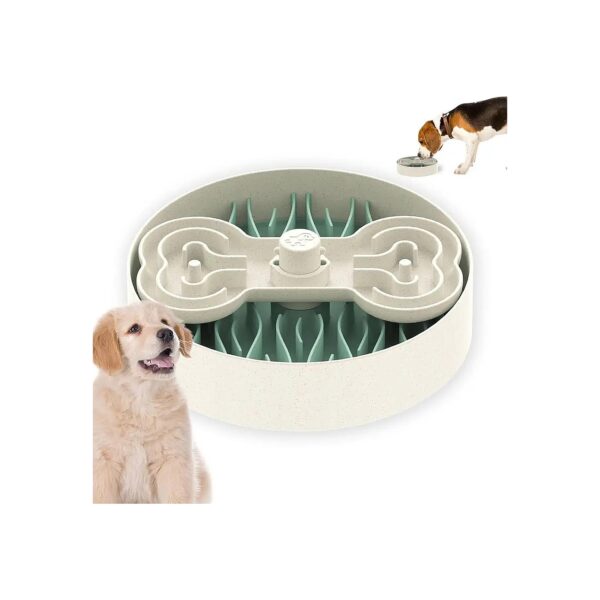 Multi-Purpose Dog Food Slow Feeder Bowl for All Breeds Puzzle Green