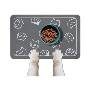 Multi-Purpose Food and Water Mat for Cats and Dogs, Dark Grey Color