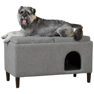 Multi-Purpose Pet Bed with Ottoman, Storage, and Foam Cushions for Small to Medium Pets