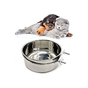 Multi-Purpose Stainless Steel Food Bowl and Holder for Small Animal Cage