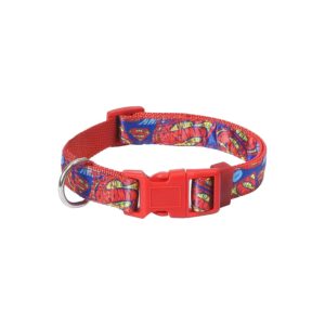 Multi-Sized Superman Dog Collar for Dogs 16-26 Inches Neck Adjustable Nylon