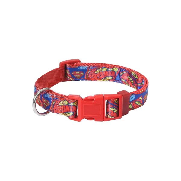 Multi-Sized Superman Dog Collar for Dogs 16-26 Inches Neck Adjustable Nylon