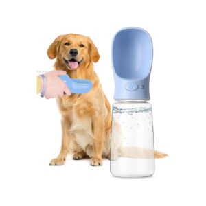 Multi-User Portable Blue Pet Water Bottle for Large and Small Dogs