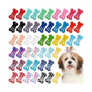 Multicolor Bone Shaped Pet Hair Clips Small Snap Hair Accessory for Dogs Cats Puppy Pet