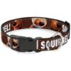 Multicolor Dog Collar 1 Inch Wide with Dug 3-Poses SQUIRREL Pattern