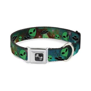 Multicolor Galactic Dog Collar with Miniature Seatbelt Buckle and Adjustable Width