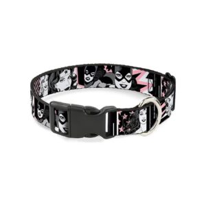 Multicolor Polyester Dog Collar with 1 Inch Wide Design Fits 9 to 15 Inch Necks