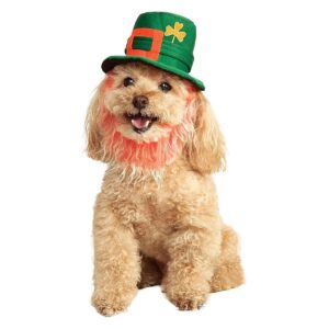 Multicolor St Patricks Day Pet Costume Hat with Beard Medium Large Size