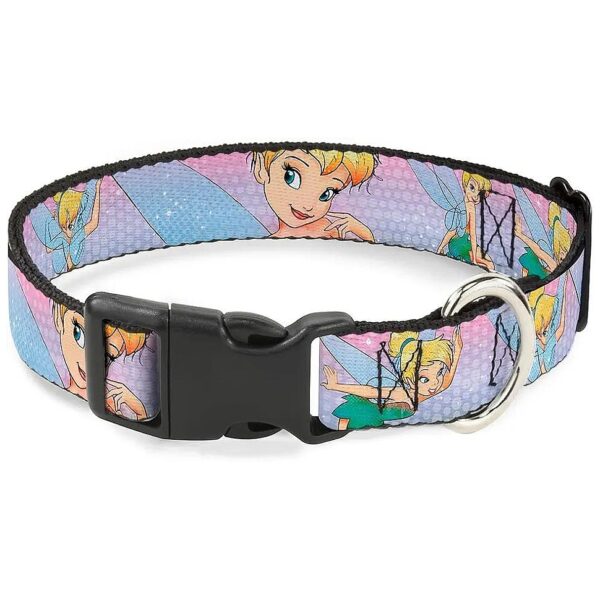 Multicolor Tinker Bell Pattern Dog Collar with Nylon Material and Buckle Closure