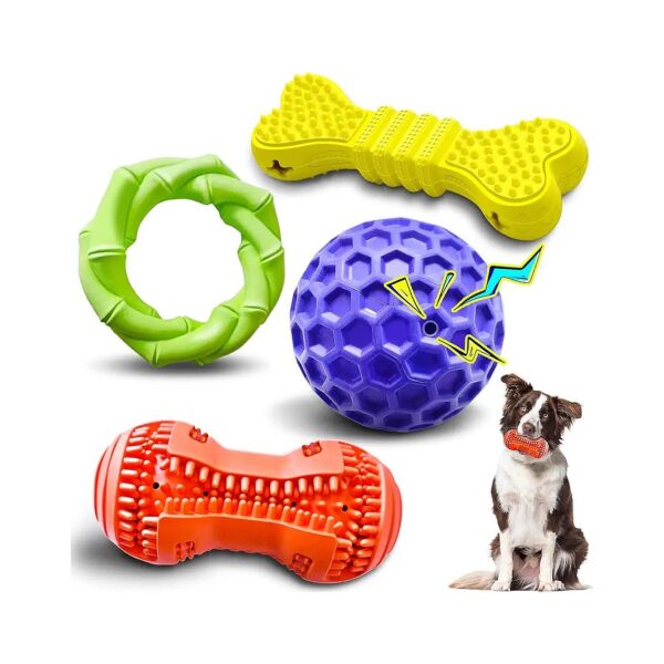 Multifunctional Dog Toys for Aggressive Chewers Dog Teething Ring and Teeth Cleaning Toy