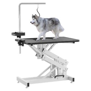 Multifunctional Pet Grooming Table with Adjustable Height and Armrests Black