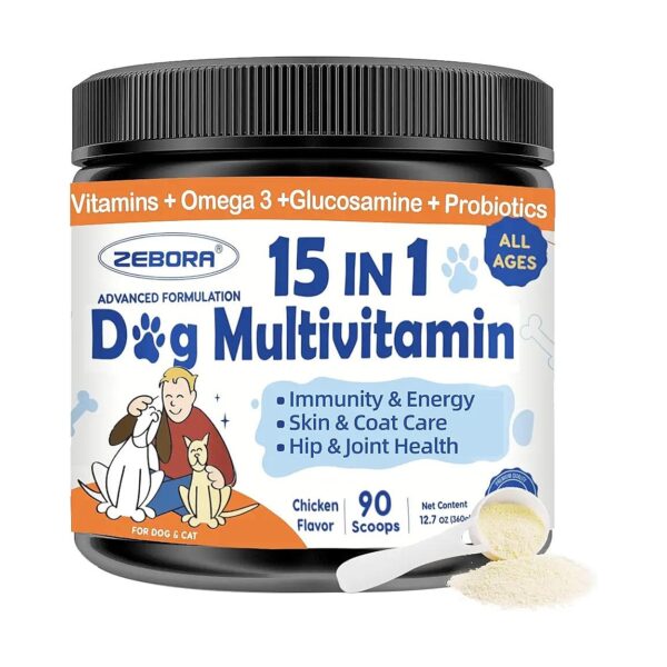 Multivitamin Powder for Dogs with Probiotics, Omega 3, and Glucosamine