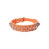 Mushrooms Spiked Rivet Studded Orange Microfiber Leather Adjustable Pet Collars