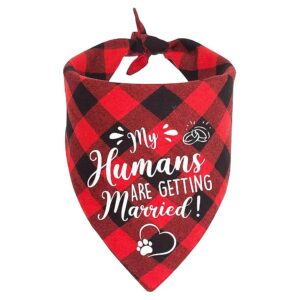 My Humans are Getting Married Red Plaid Dog Bandanas Ideal Engagement Announcement