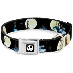 NBC Jack and Sally Moon Scene Patterned Large Dog Collar with Seatbelt Buckle