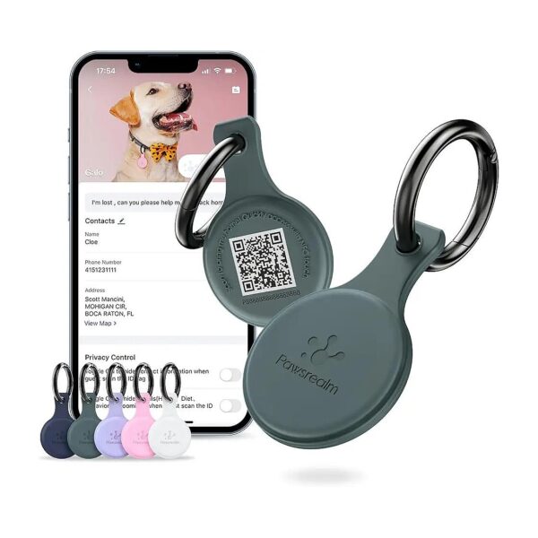 NFC Powered Green Silicone Pet ID Tag for Instant Lost Pet Location Alerts