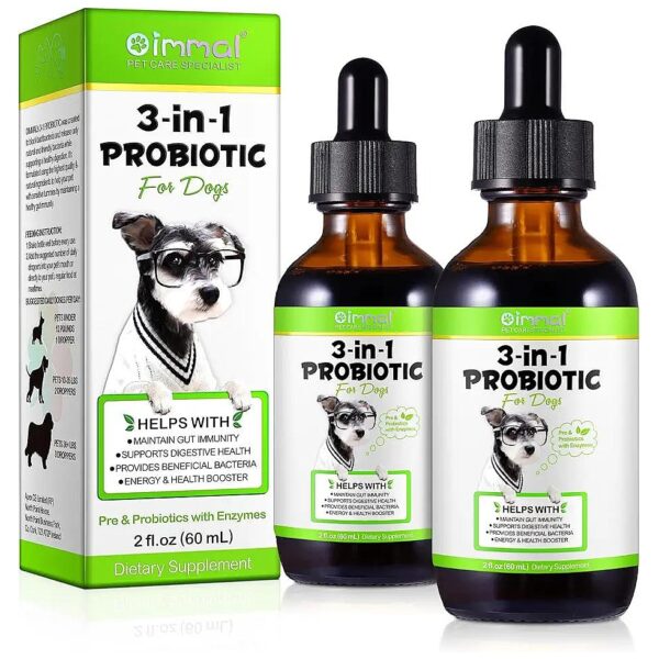 Natural 3 in 1 Dog Probiotic Drops for Healthy Digestive System and Immune System Booster