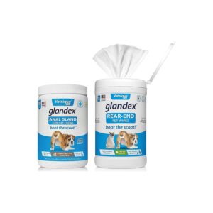 Natural Anal Gland Support Soft Chews and Deodorizing Pet Wipes Bundle for Dogs