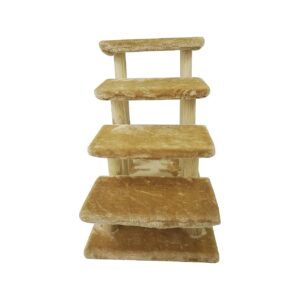 Natural Brown Wooden Pet Stairs for High Bed and Couch Easy Clean