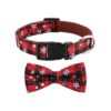 Natural Cotton Dog Collar with Adjustable Bow and Soft Padded Neckband for Christmas Fun