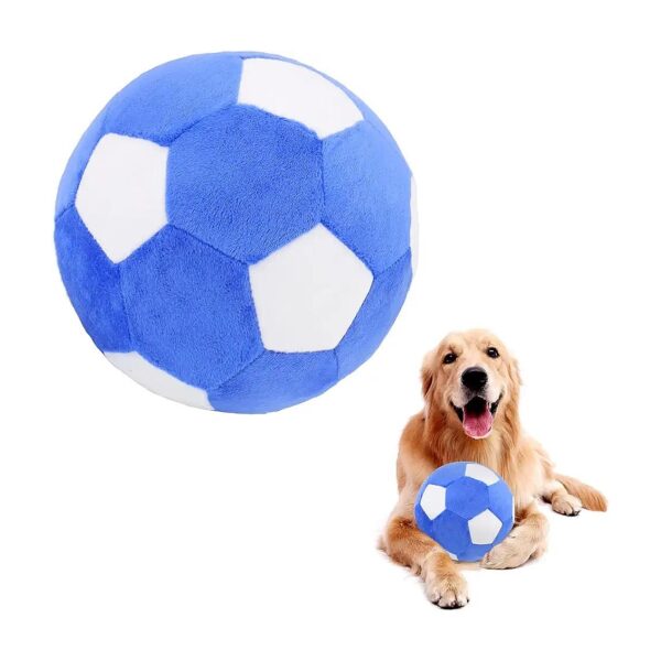 Natural Cotton Plush Dog Toy Ball with Sound Effect Football for Indoor Outdoor Play