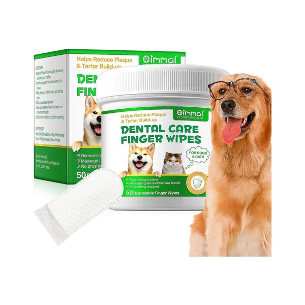 Natural Dental Care Wipes for Dogs and Cats Cleaning Teeth and Freshening Breath