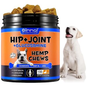 Natural Dog Hip and Joint Supplement with Chondroitin MSM Hemp Oil and Omega 3