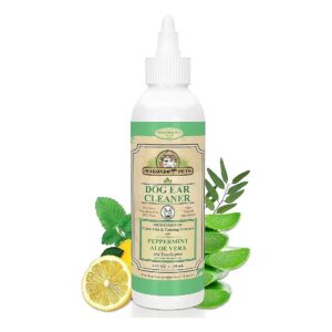 Natural Ear Cleaner Drops for Dogs with Peppermint Extract for Fresh Breezy Ears