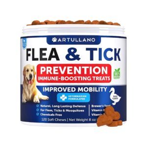 Natural Flea and Tick Prevention for All Dog Breeds and Ages with Soy-Based Chewables