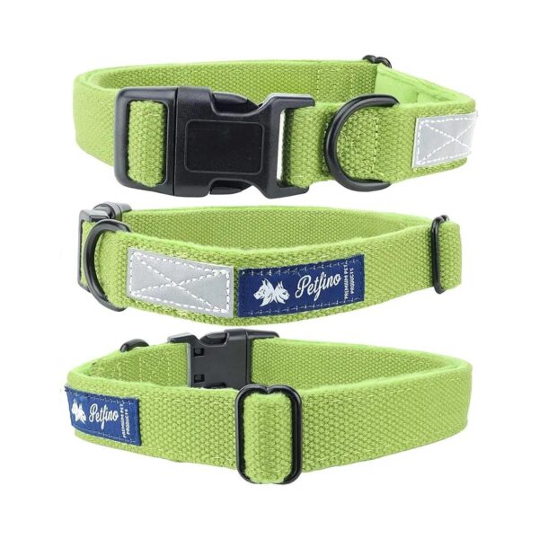 Natural Hemp Dog Collar with Reflective Safety Stripe and Fleece Lining for Small Dogs