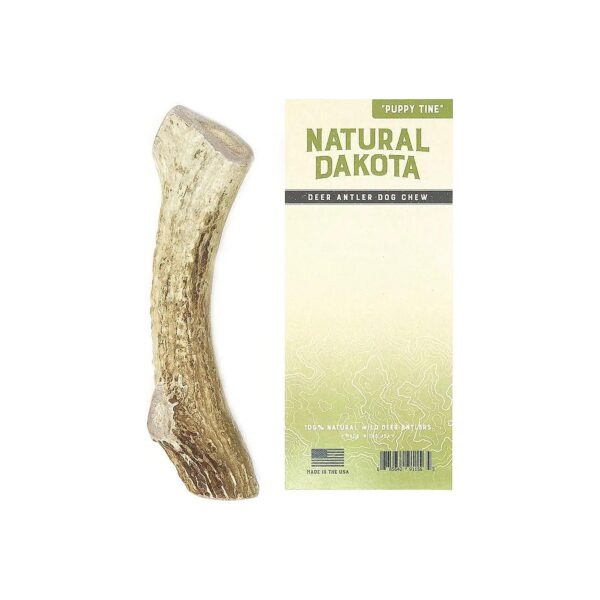 Natural Medium Premium Deer Antler Chew Toy for Small Breed Puppies with Bone Flavor