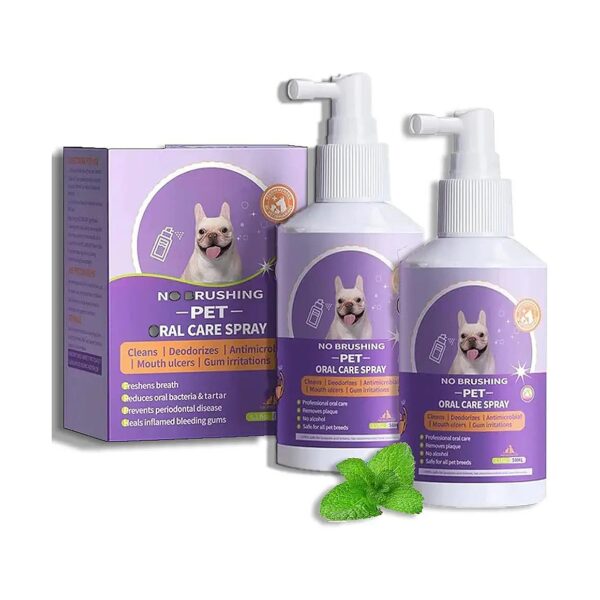 Natural Oral Spray for Dogs Teeth Cleaning and Bad Breath Relief