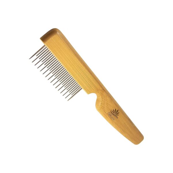 Natural Pet Care Comb with Stainless Steel Teeth for Dog and Cat Grooming and Detangling