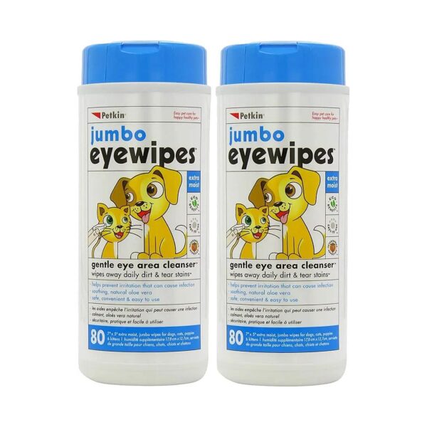 Natural Pet Eye Wipes for Dogs and Cats - Gently Remove Dirt and Stains