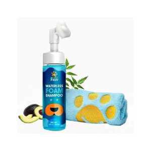 Natural Pet Paw Cleaner for Dogs and Cats - No-Rinse Waterless Shampoo Foam